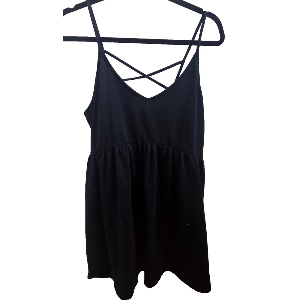 Black Babydoll Mini Dress Womens XL Wild Fable Strappy Criss Cross Sleeveless